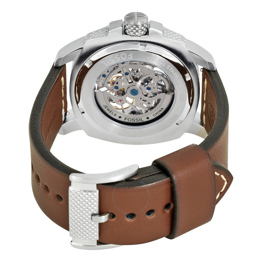  Shop Authentic Fossil Modern Machine Automatic Skeleton White Dial Brown Leather Strap Watch for Women - ME3083 - Luxxuri