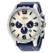  Shop Authentic Fossil Nate Chronograph White Dial Blue Leather Strap Watch for Men - JR1480 - Luxxuri