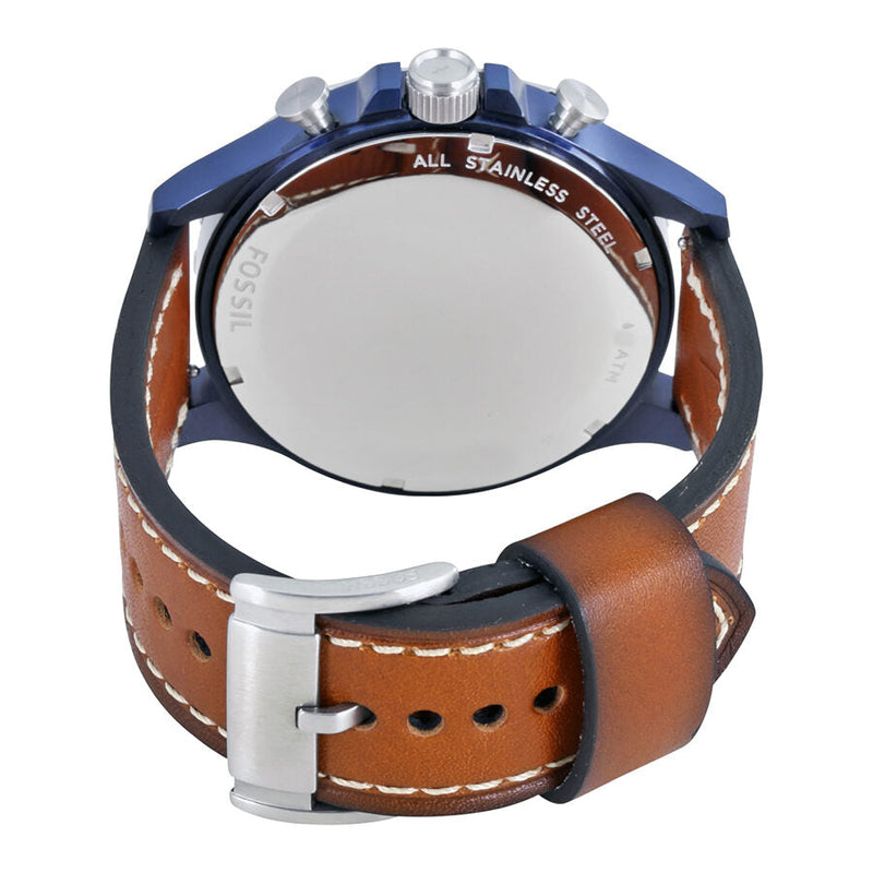  Shop Authentic Fossil Nate Chronograph Navy Blue Dial Brown Leather Strap Watch for Men - JR1504 - Luxxuri