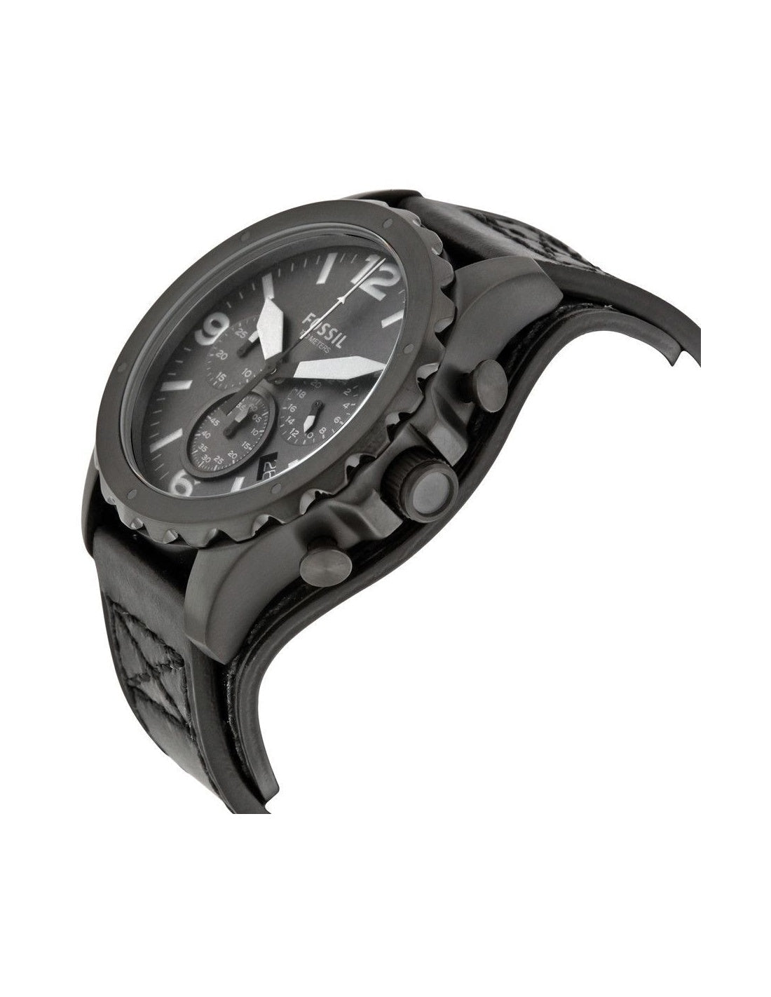  Shop Authentic Fossil Nate Chronograph Black Dial Black Leather Strap Watch for Men - JR1510 - Luxxuri
