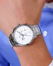  Shop Authentic Fossil Neutra Chronograph White Dial Silver Steel Strap Watch for Men - FS5433 - Luxxuri