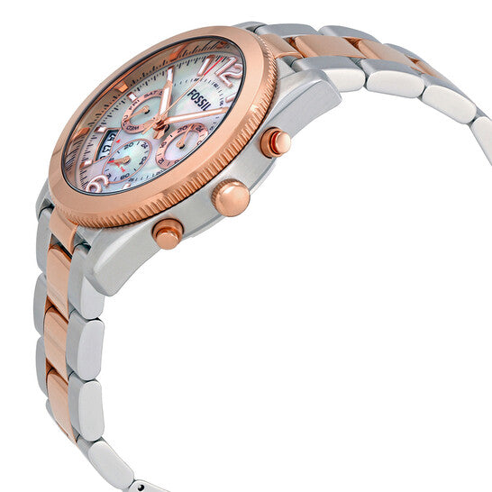  Shop Authentic Fossil Perfect Boyfriend Mother of Pearl Dial Two Tone Steel Strap Watch for Women - ES4135 - Luxxuri