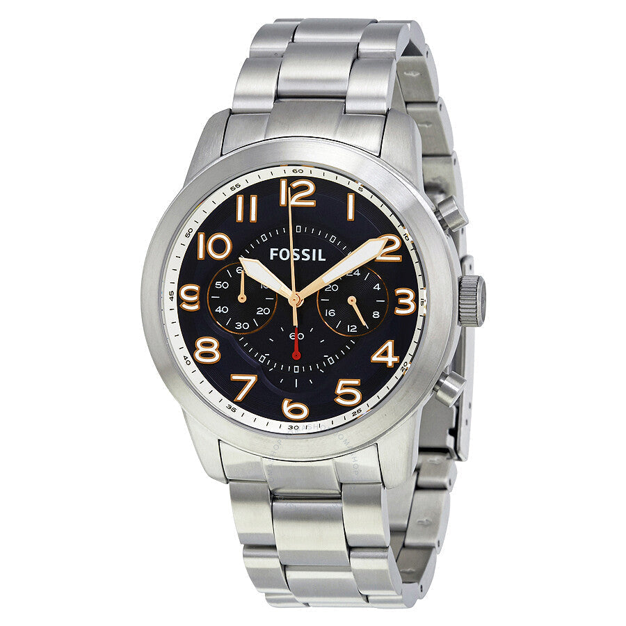  Shop Authentic Fossil Pilot 54 Chronograph Navy Blue Dial Silver Steel Strap Watch for Men - FS5203 - Luxxuri