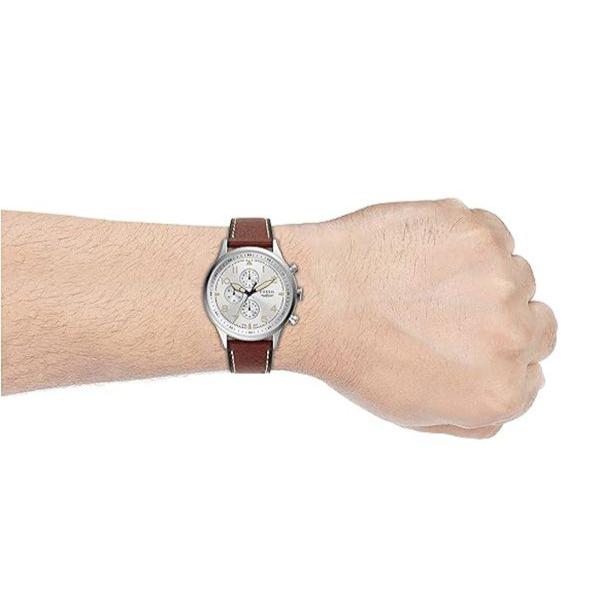  Shop Authentic Fossil Retro Pilot Chronograph Silver Dial Brown Leather Strap Watch for Men - FS5809 - Luxxuri