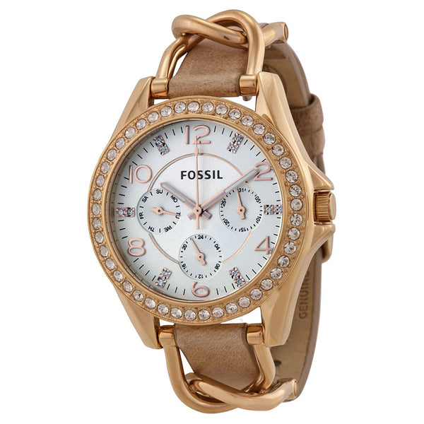  Shop Authentic Fossil Riley White Dial Sand Leather Strap Watch for Women - ES3466 - Luxxuri