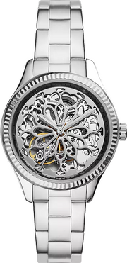  Shop Authentic Fossil Rye Automatic Skeleton Silver Dial Silver Steel Strap Watch for Women - BQ3753 - Luxxuri