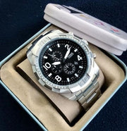  Shop Authentic Fossil Bronson Chronograph Black Dial Silver Steel Strap Watch for Men - FS5710 - Luxxuri