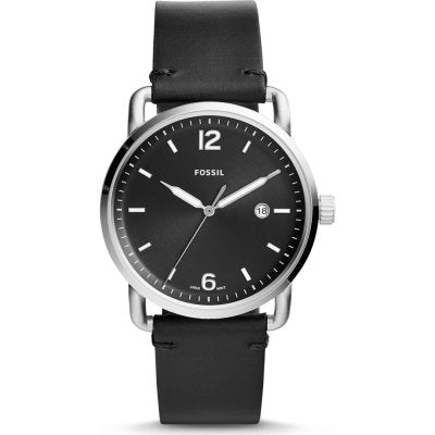  Shop Authentic Fossil The Commuter Black Dial Black Leather Strap Watch for Men - FS5406 - Luxxuri