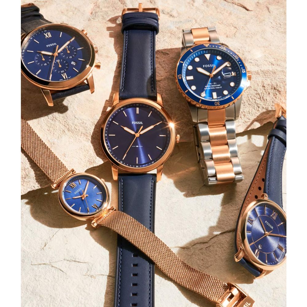  Shop Authentic Fossil The Minimalist 3H Analog Blue Dial Blue Leather Strap Watch for Men - FS5789 - Luxxuri