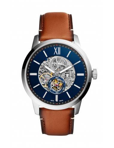  Shop Authentic Fossil Townsman Automatic Skeleton Blue Dial Brown Leather Strap Watch for Men - ME3154 - Luxxuri