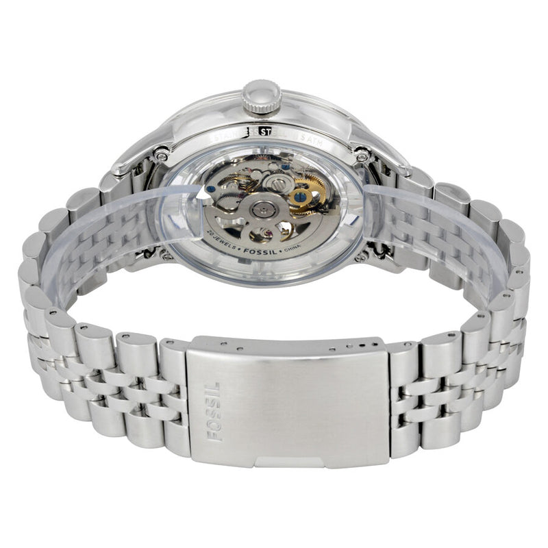  Shop Authentic Fossil Townsman Automatic Skeleton Silver Dial Silver Steel Strap Watch for Men - ME3044 - Luxxuri