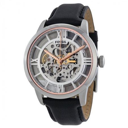  Shop Authentic Fossil Townsman Automatic Skeleton Silver Dial Black Leather Strap Watch for Men - ME3041 - Luxxuri