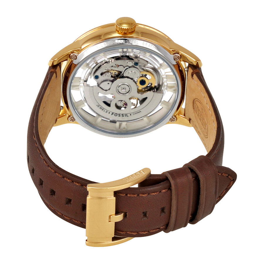  Shop Authentic Fossil Townsman Automatic Skeleton Gold Dial Brown Leather Strap Watch for Men - ME3043 - Luxxuri