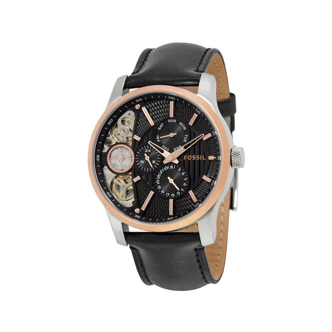  Shop Authentic Fossil Twist Multi-Function Chronograph Black Dial Black Leather Strap Watch for Men - ME1099 - Luxxuri
