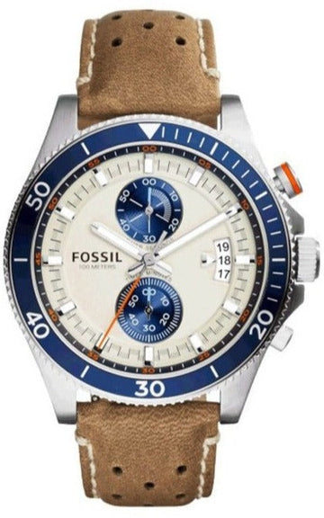  Shop Authentic Fossil Wakefield Chronograph Cream Dial Brown Leather Strap Watch for Men - CH2951 - Luxxuri