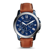  Shop Authentic Fossil Grant Chronograph Blue Dial Brown Leather Strap Watch for Men - FS5151 - Luxxuri