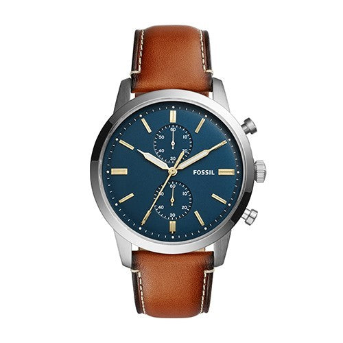  Shop Authentic Fossil Townsman Chronograph Blue Dial Brown Leather Strap Watch for Men - FS5279 - Luxxuri