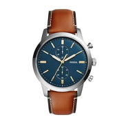  Shop Authentic Fossil Townsman Chronograph Blue Dial Brown Leather Strap Watch for Men - FS5279 - Luxxuri