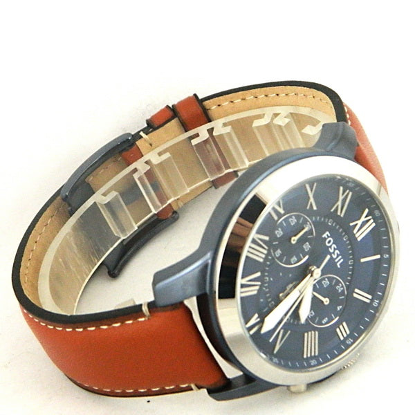  Shop Authentic Fossil Grant Chronograph Blue Dial Brown Leather Strap Watch for Men - FS5151 - Luxxuri