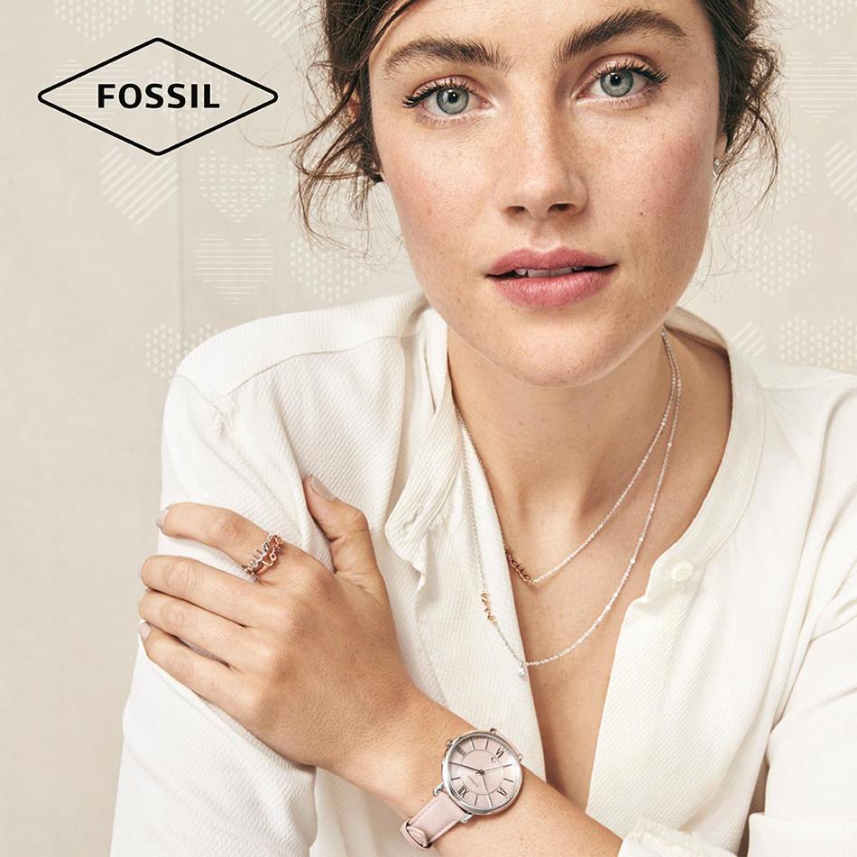  Shop Authentic Fossil Jacqueline Blush Mother of Pearl Dial Pink Leather Strap Watch for Women - ES4151 - Luxxuri