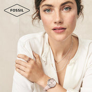  Shop Authentic Fossil Jacqueline Blush Mother of Pearl Dial Pink Leather Strap Watch for Women - ES4151 - Luxxuri