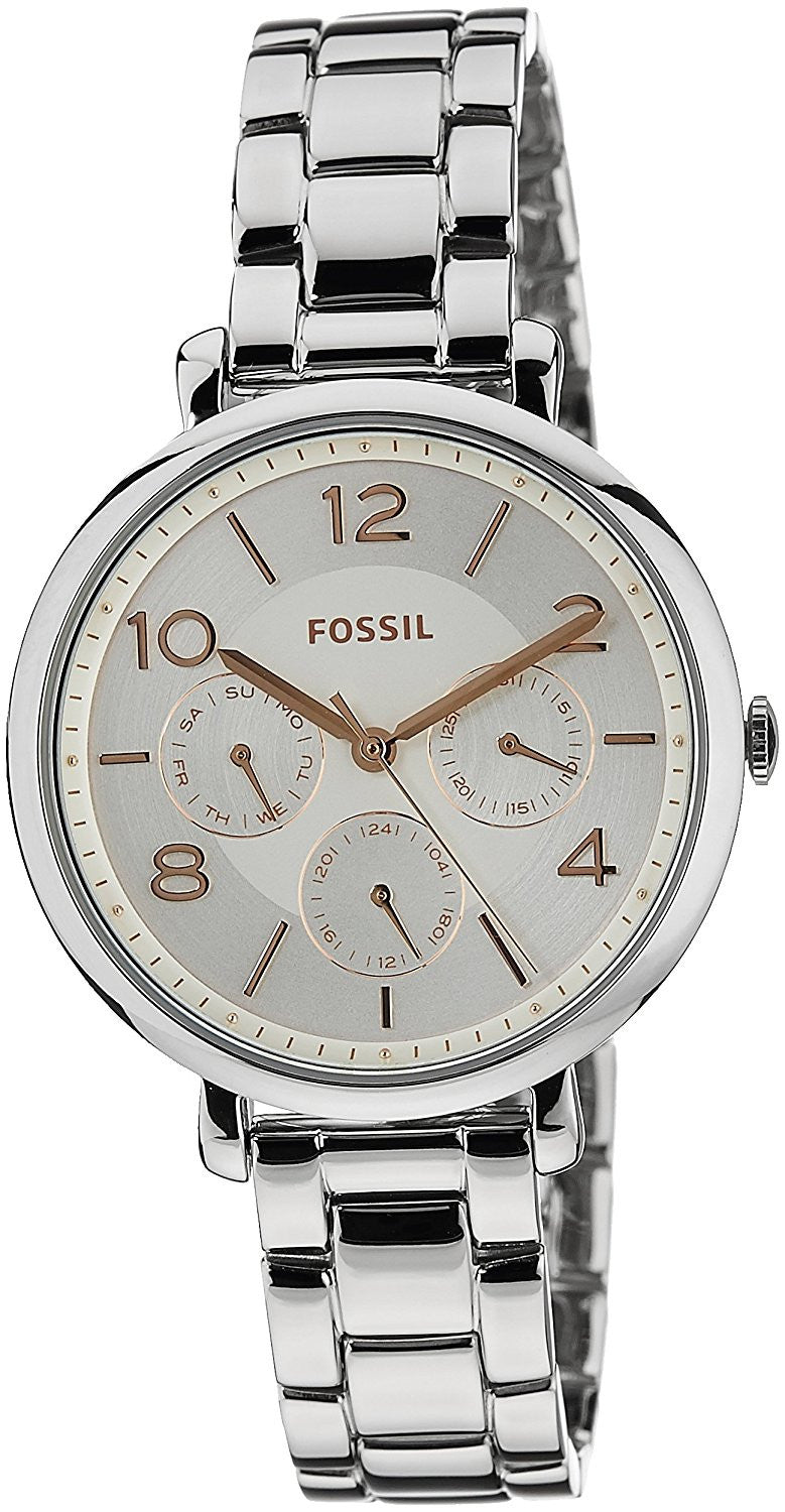  Shop Authentic Fossil Jacqueline Multifunction White Dial Silver Steel Strap Watch for Women - ES3738 - Luxxuri