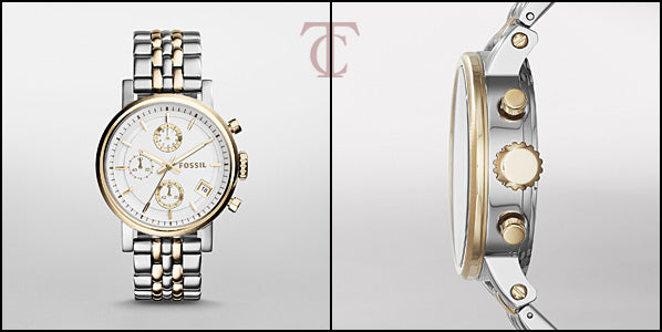  Shop Authentic Fossil Original Boyfriend Analog White Dial Two Tone Steel Strap Watch for Women - ES3746 - Luxxuri