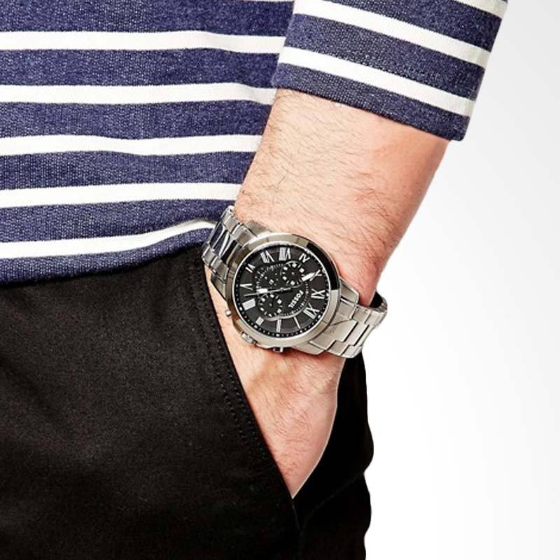  Shop Authentic Fossil Grant Chronograph Black Dial Silver Steel Strap Watch for Men - FS4994 - Luxxuri