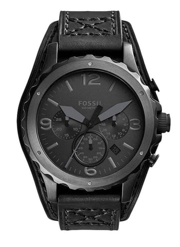  Shop Authentic Fossil Nate Chronograph Black Dial Black Leather Strap Watch for Men - JR1510 - Luxxuri