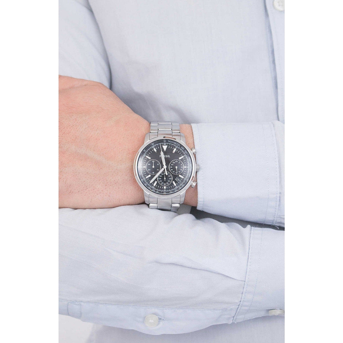  Shop Authentic Fossil Goodwin Chronograph Black Dial Silver Steel Strap Watch for Men - FS5412 - Luxxuri