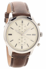  Shop Authentic Fossil Townsman Chronograph White Dial Brown Leather Strap Watch for Men - FS5350 - Luxxuri