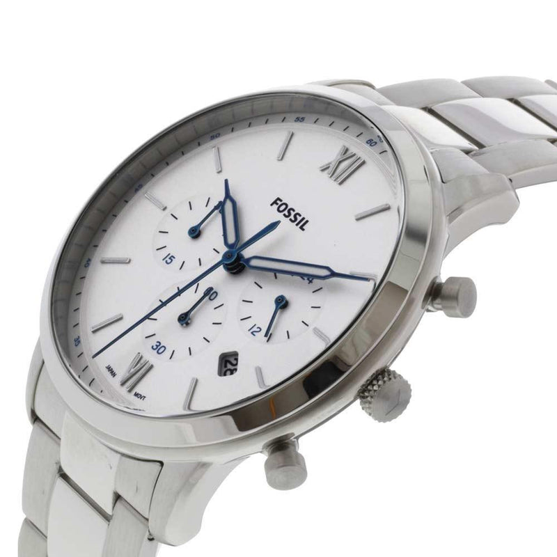  Shop Authentic Fossil Neutra Chronograph White Dial Silver Steel Strap Watch for Men - FS5433 - Luxxuri