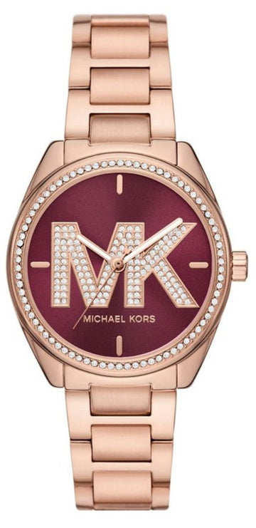  Shop Authentic Michael Kors Janelle Quartz Maroon Dial Rose Gold Steel Strap Watch For Women - MK7382 - Luxxuri