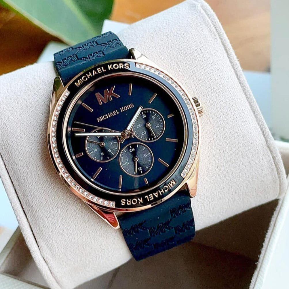  Shop Authentic Michael Kors Jessa Quartz Black Dial Black Silicone Strap Watch For Women - MK7266 - Luxxuri
