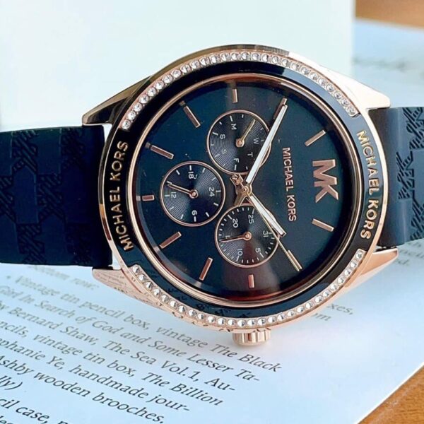 Shop Authentic Michael Kors Jessa Quartz Black Dial Black Silicone Strap Watch For Women - MK7266 - Luxxuri