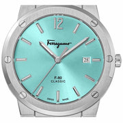  Shop Authentic Salvatore Ferragamo F-80 Classic Tiffany Blue Dial Silver Steel Strap Watch for Men - SFDT02323 - Luxxuri