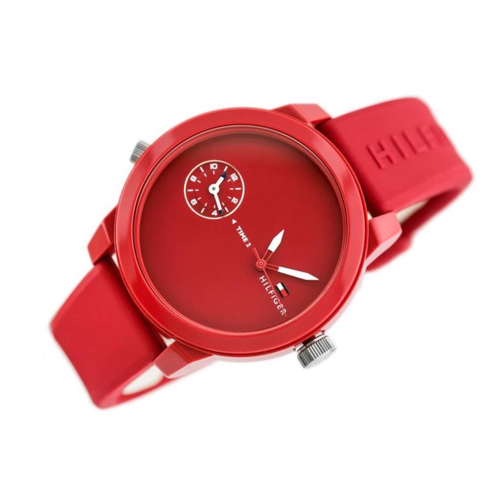  Shop Authentic Tommy Hilfiger Denim Red Dial Red Rubber Strap Watch for Men - 1791557 - Luxxuri