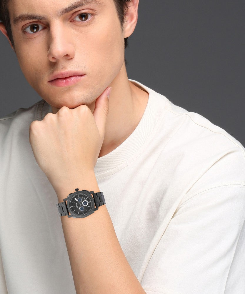  Shop Authentic Fossil Machine Chronograph Black Dial Black Steel Strap Watch for Men - FS4552 - Luxxuri