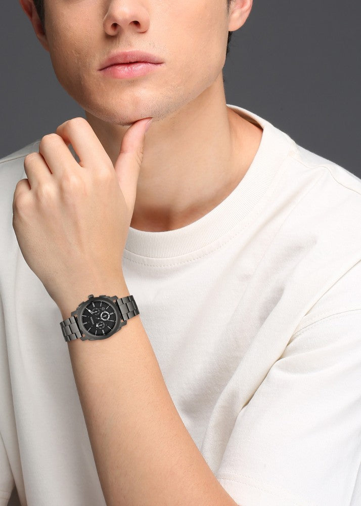  Shop Authentic Fossil Machine Chronograph Black Dial Grey Steel Strap Watch for Men - FS4662 - Luxxuri