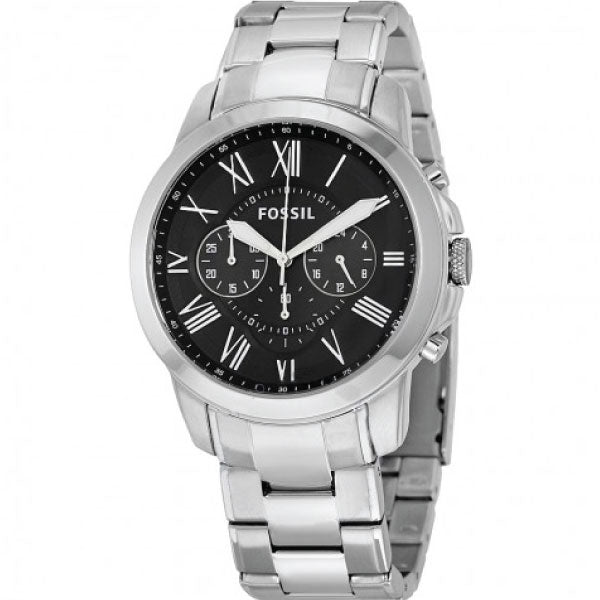  Shop Authentic Fossil Grant Chronograph Black Dial Silver Steel Strap Watch for Men - FS4736 - Luxxuri