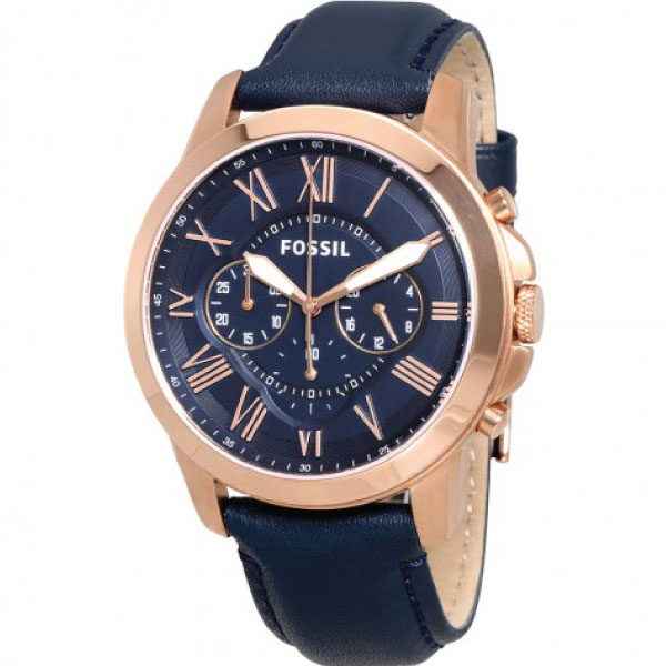  Shop Authentic Fossil Grant Chronograph Blue Dial Blue Leather Strap Watch for Men - FS4835 - Luxxuri