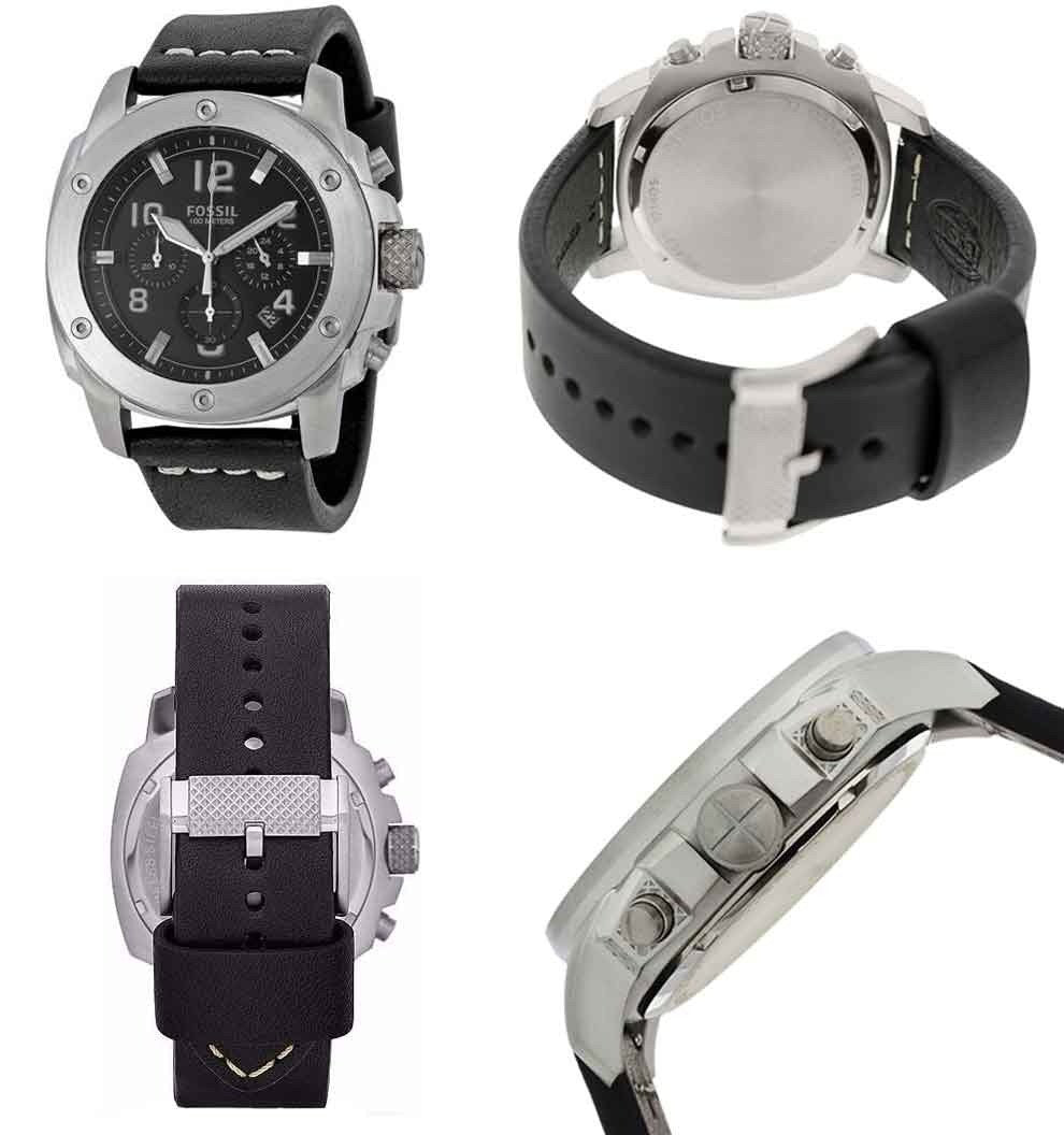  Shop Authentic Fossil Modern Machine Chronograph Black Dial Black Leather Strap Watch for Men - FS4928 - Luxxuri