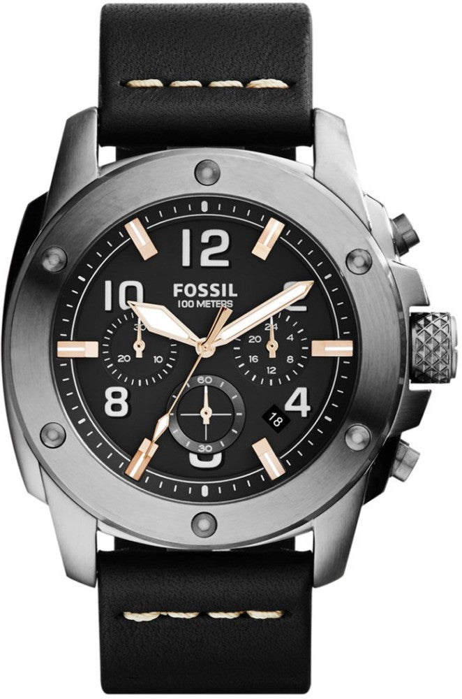  Shop Authentic Fossil Modern Machine Chronograph Black Dial Black Leather Strap Watch for Men - FS4928 - Luxxuri