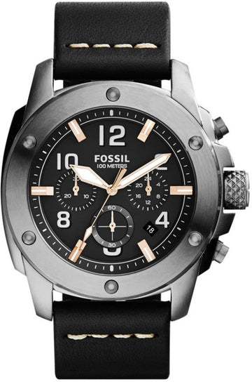  Shop Authentic Fossil Modern Machine Chronograph Black Dial Black Leather Strap Watch for Men - FS4928 - Luxxuri