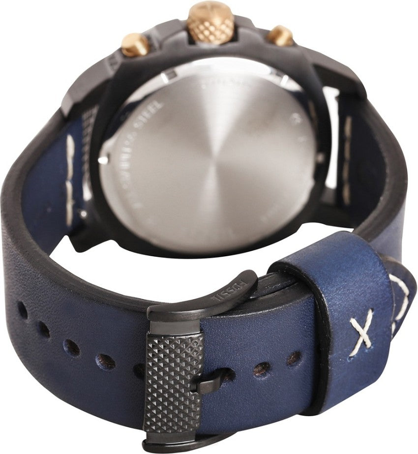  Shop Authentic Fossil Modern Machine Chronograph Black Dial Blue Leather Strap Watch for Men - FS5066 - Luxxuri