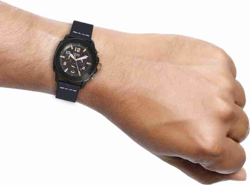  Shop Authentic Fossil Modern Machine Chronograph Black Dial Blue Leather Strap Watch for Men - FS5066 - Luxxuri