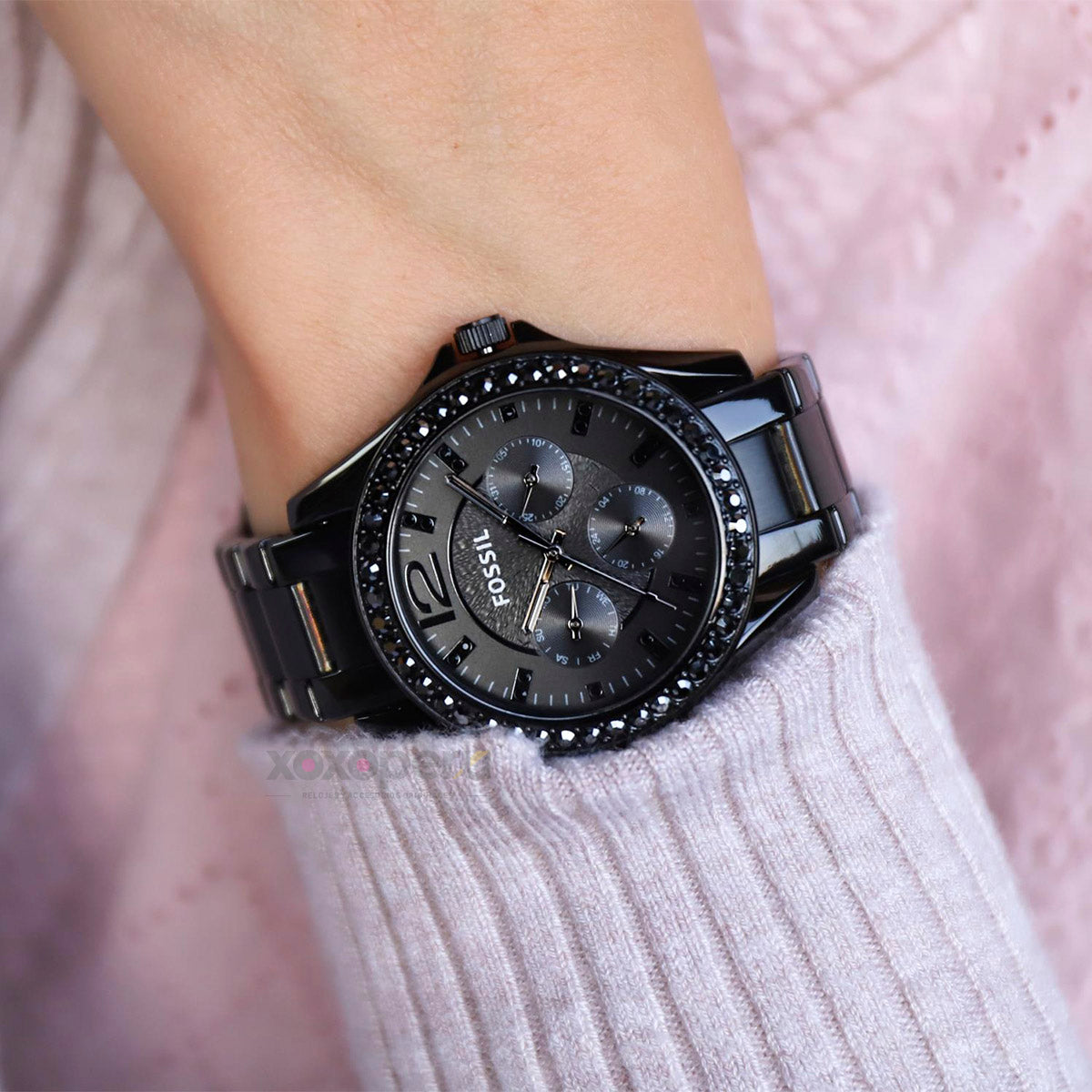  Shop Authentic Fossil Riley Multifunction Black Dial Black Steel Strap Watch for Women - ES4519 - Luxxuri