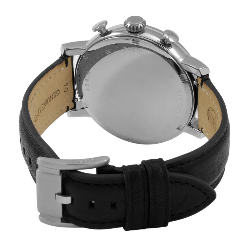  Shop Authentic Fossil Buchanan Chronograph Silver Dial Black Leather Strap Watch for Men - FS5102 - Luxxuri
