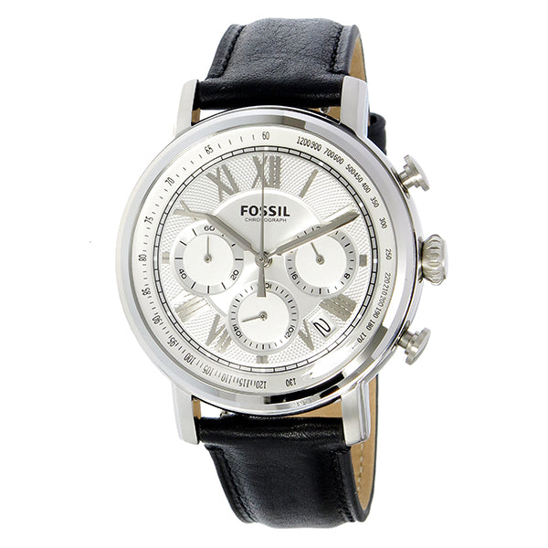  Shop Authentic Fossil Buchanan Chronograph Silver Dial Black Leather Strap Watch for Men - FS5102 - Luxxuri
