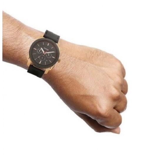  Shop Authentic Fossil Machine Chronograph Black Dial Black Leather Strap Watch for Men - FS5120 - Luxxuri